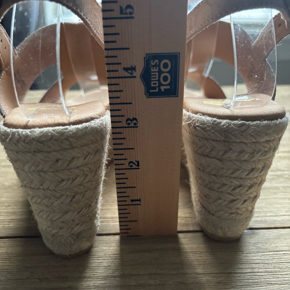 NWOT Women’s Paseart Espadrille Suede Beige Wedge Sandals Size 38 US 7.5 - Picture 5 of 9